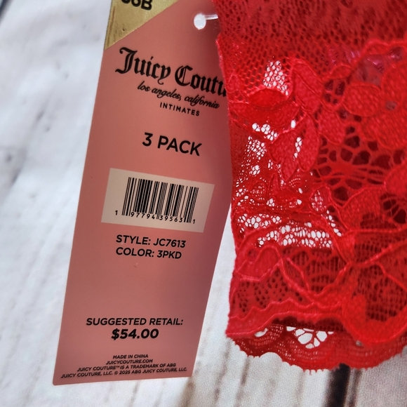 NWT Juicy Couture Pushup Bra Pack Set Of 3 Black Red, Women's Size 36B - Picture 5 of 7